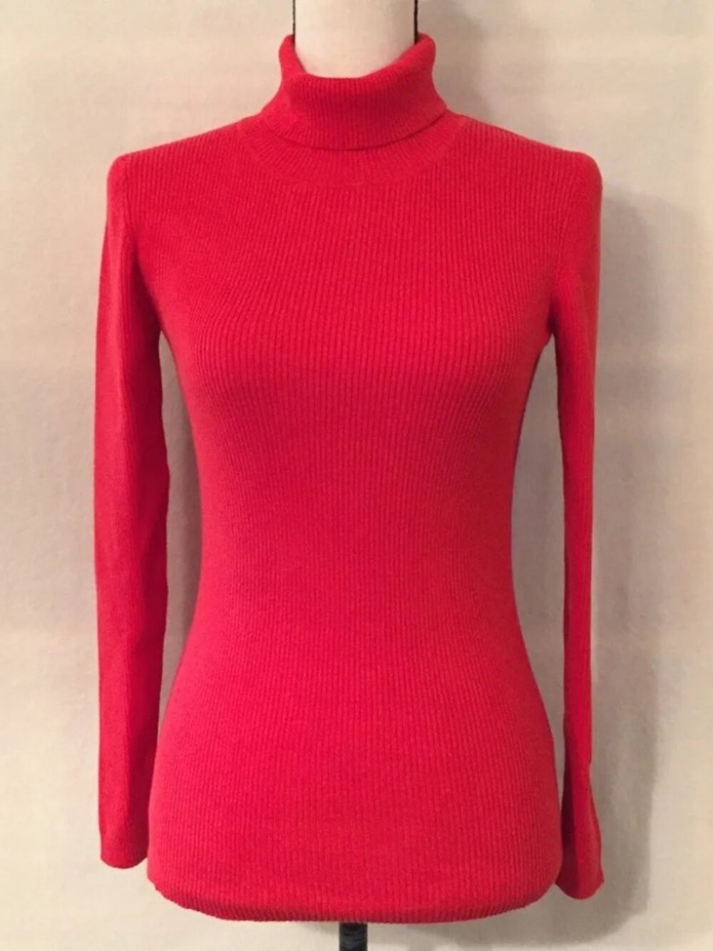 Boden red Tilly ribbed roll neck cotton blend knit turtleneck sweater
